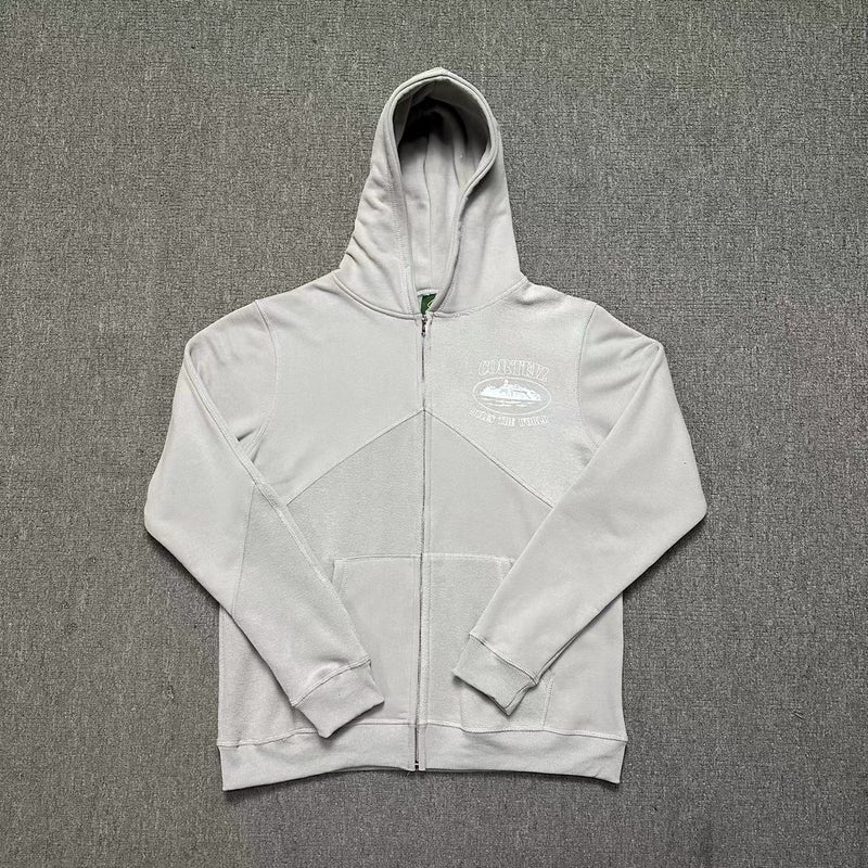 سويت شيرت بسحاب جزيرة الكاتراز من كورتز مع جاكيت فليس بتفاصيل خياطة، كاجوال، فضفاض، كاردجان عصري - Image 4